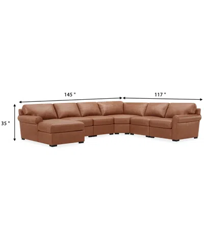 Macy's Radley Roll Arm 145" 6-pc. Leather Wedge Corner Chaise Sectional, Exclusively At