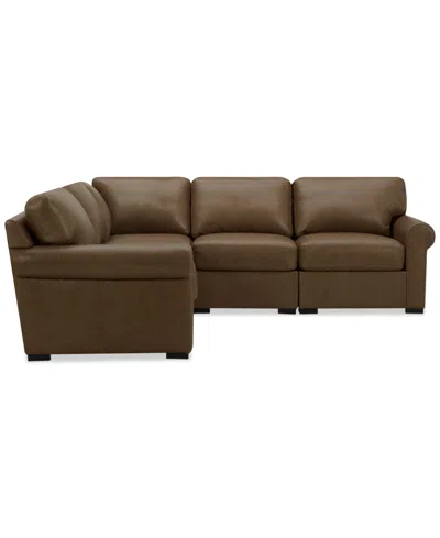 Macy's Radley Roll Arm 104" 5-pc. Leather Square Corner L Sectional, Exclusively At