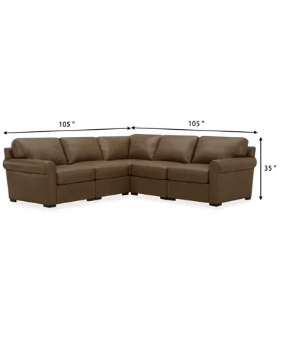 Macy's Radley Roll Arm 104" 5-pc. Leather Square Corner L Sectional, Exclusively At
