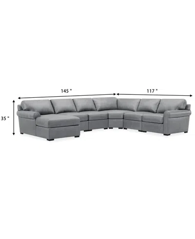 Macy's Radley Roll Arm 145" 6-pc. Leather Wedge Corner Chaise Sectional, Exclusively At