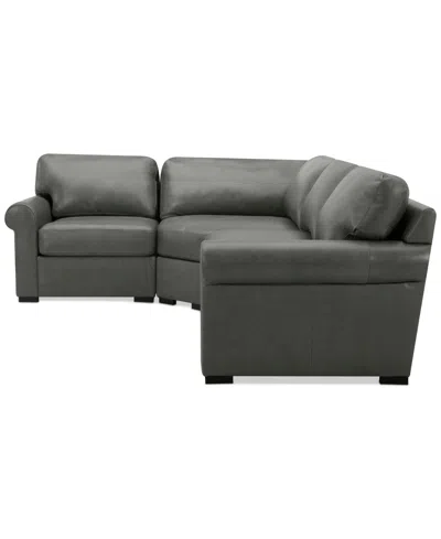 Macy's Radley Roll Arm 117" 4-pc. Leather Wedge Corner L Sectional, Exclusively At