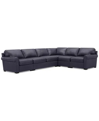 Macy's Radley Roll Arm 139" 5-pc. Leather Square Corner L Sectional, Exclusively At