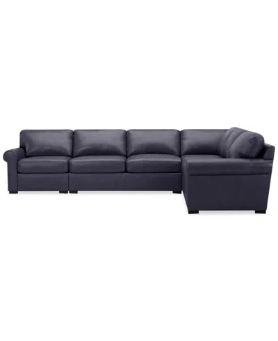 Macy's Radley Roll Arm 139" 5-pc. Leather Square Corner L Sectional, Exclusively At