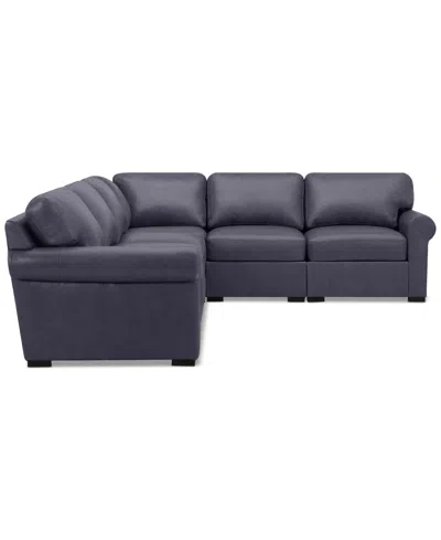 Macy's Radley Roll Arm 139" 5-pc. Leather Square Corner L Sectional, Exclusively At