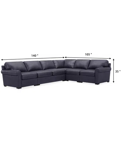 Macy's Radley Roll Arm 139" 5-pc. Leather Square Corner L Sectional, Exclusively At