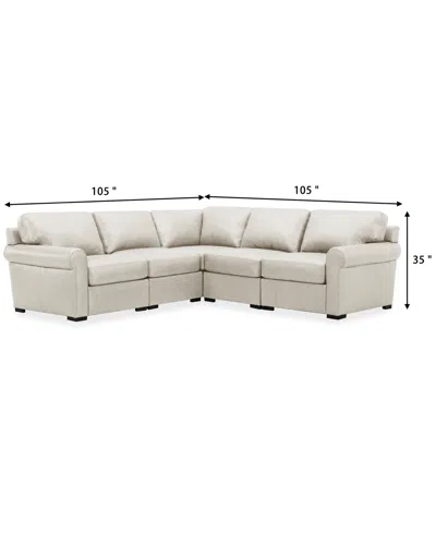 Macy's Radley Roll Arm 104" 5-pc. Leather Square Corner L Sectional, Exclusively At