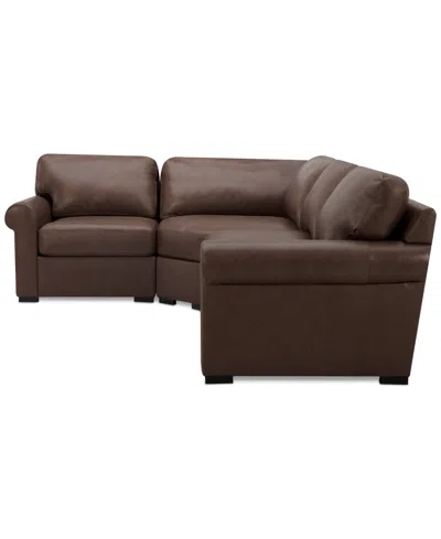 Macy's Radley Roll Arm 117" 4-pc. Leather Wedge Corner L Sectional, Exclusively At