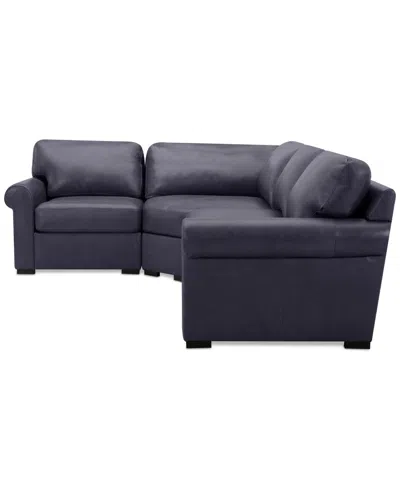 Macy's Radley Roll Arm 117" 4-pc. Leather Wedge Corner L Sectional, Exclusively At