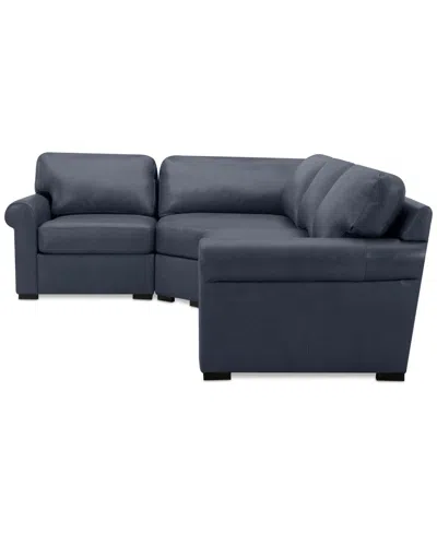 Macy's Radley Roll Arm 117" 4-pc. Leather Wedge Corner L Sectional, Exclusively At