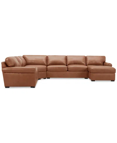 Macy's Radley Roll Arm 152" 5-pc. Leather Wedge Corner Chaise Sectional, Exclusively At