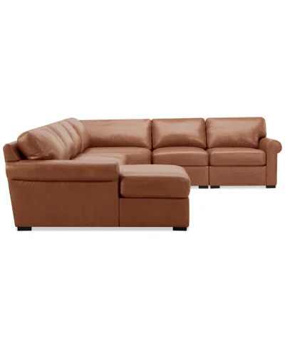 Macy's Radley Roll Arm 152" 5-pc. Leather Wedge Corner Chaise Sectional, Exclusively At