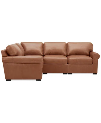 Macy's Radley Roll Arm 104" 4-pc. Leather Square Corner L Sectional, Exclusively At