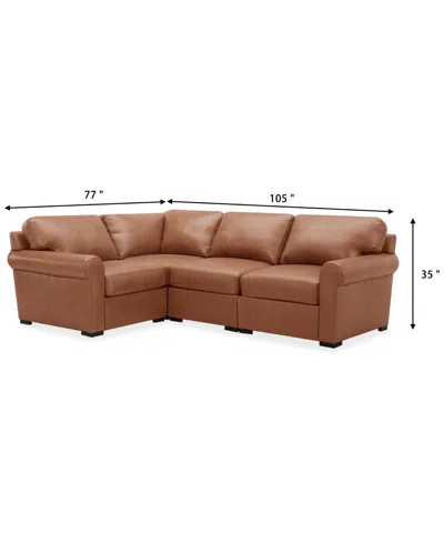 Macy's Radley Roll Arm 104" 4-pc. Leather Square Corner L Sectional, Exclusively At