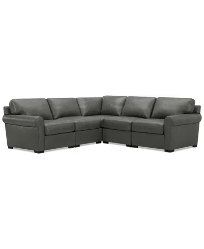 Macy's Radley Roll Arm 104" 5-pc. Leather Square Corner L Sectional, Exclusively At
