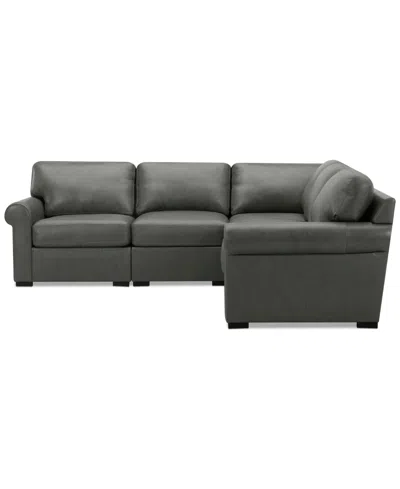 Macy's Radley Roll Arm 104" 5-pc. Leather Square Corner L Sectional, Exclusively At