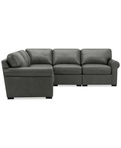 Macy's Radley Roll Arm 104" 5-pc. Leather Square Corner L Sectional, Exclusively At