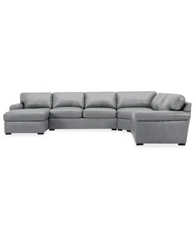 Macy's Radley Roll Arm 152" 5-pc. Leather Wedge Corner Chaise Sectional, Exclusively At