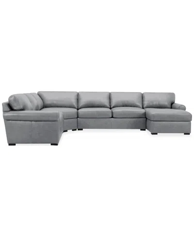 Macy's Radley Roll Arm 152" 5-pc. Leather Wedge Corner Chaise Sectional, Exclusively At