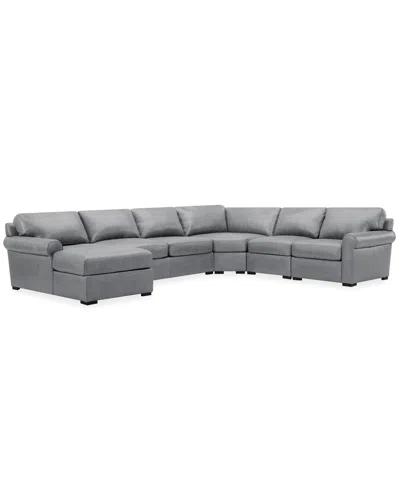 Macy's Radley Roll Arm 152" 5-pc. Leather Wedge Corner Chaise Sectional, Exclusively At