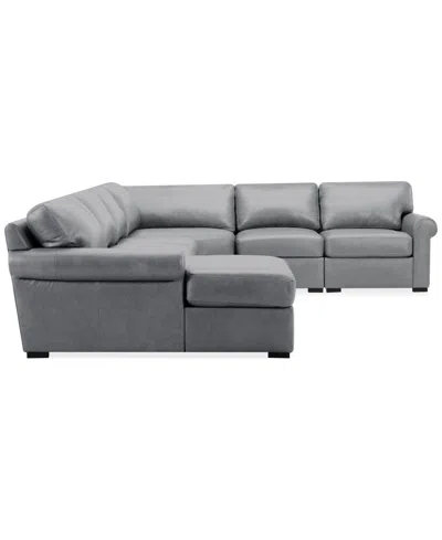 Macy's Radley Roll Arm 152" 5-pc. Leather Wedge Corner Chaise Sectional, Exclusively At