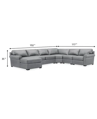Macy's Radley Roll Arm 152" 5-pc. Leather Wedge Corner Chaise Sectional, Exclusively At