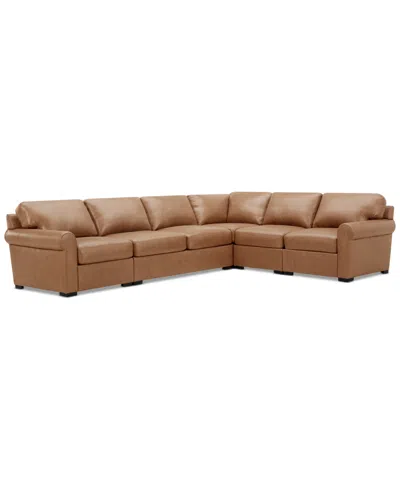 Macy's Radley Roll Arm 139" 5-pc. Leather Square Corner L Sectional, Exclusively At