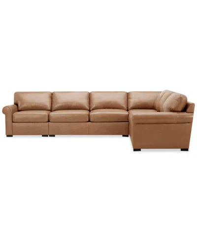 Macy's Radley Roll Arm 139" 5-pc. Leather Square Corner L Sectional, Exclusively At
