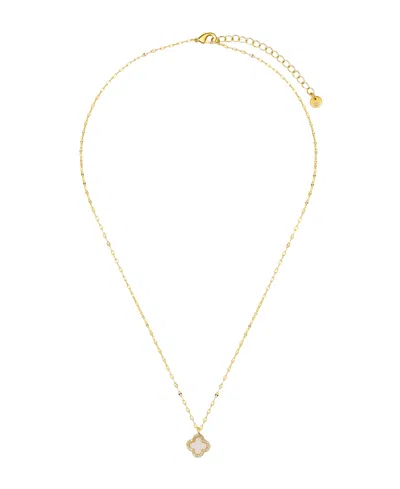 Unwritten Labradorite Stone Mother Of Pearl And Cubic Zirconia Clover Layered Necklace Set