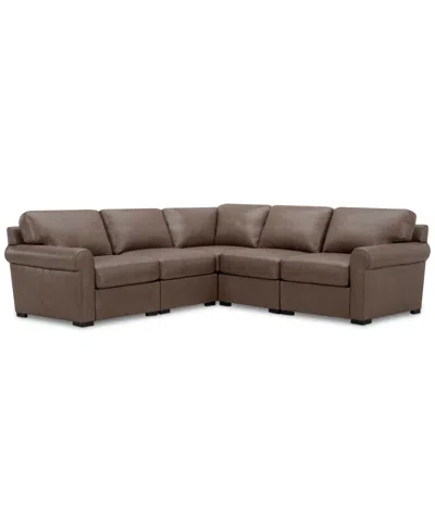 Macy's Radley Roll Arm 104" 5-pc. Leather Square Corner L Sectional, Exclusively At