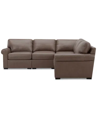 Macy's Radley Roll Arm 104" 5-pc. Leather Square Corner L Sectional, Exclusively At