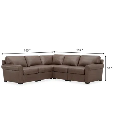 Macy's Radley Roll Arm 104" 5-pc. Leather Square Corner L Sectional, Exclusively At