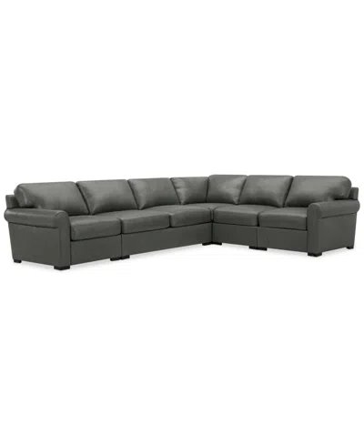Macy's Radley Roll Arm 139" 5-pc. Leather Square Corner L Sectional, Exclusively At