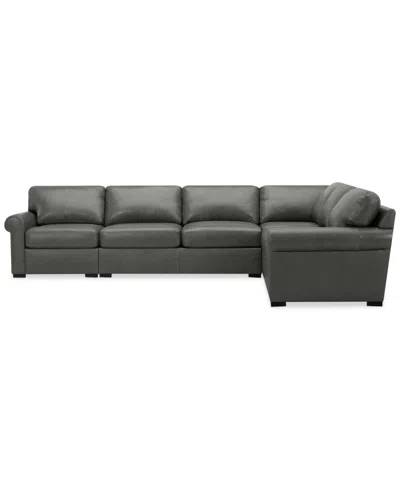 Macy's Radley Roll Arm 139" 5-pc. Leather Square Corner L Sectional, Exclusively At