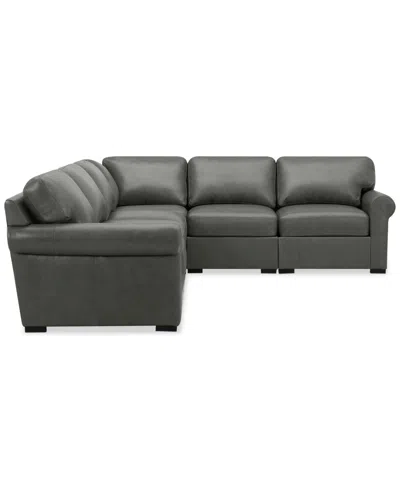 Macy's Radley Roll Arm 139" 5-pc. Leather Square Corner L Sectional, Exclusively At