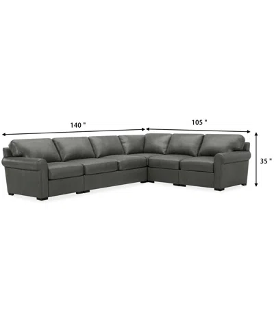 Macy's Radley Roll Arm 139" 5-pc. Leather Square Corner L Sectional, Exclusively At