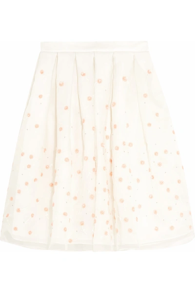 Holly Fulton Embellished Embroidered Silk-organza Skirt