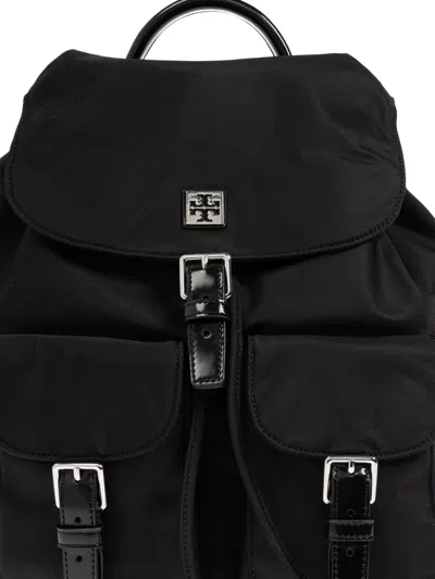 Tory Burch Functional Nylon Backpack With Multiple Pockets In Black
