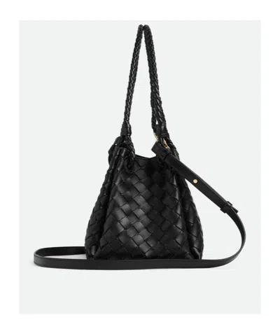 Bottega Veneta Women Parachute Leather Bag With Intrecciato Motif In Black