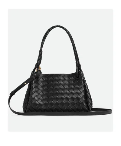 Bottega Veneta Women Parachute Leather Bag With Intrecciato Motif In Black