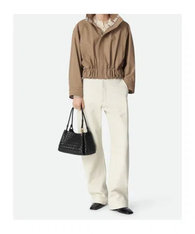 Bottega Veneta Women Parachute Leather Bag With Intrecciato Motif In Black