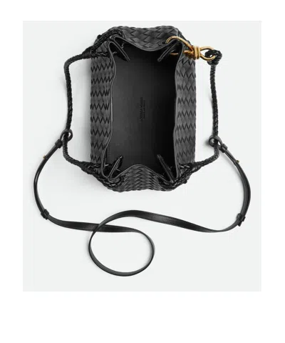 Bottega Veneta Women Parachute Leather Bag With Intrecciato Motif In Black