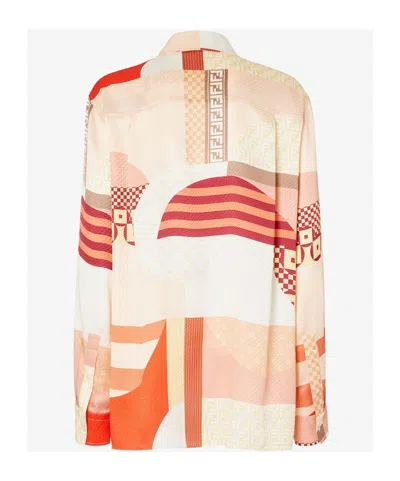 Fendi Patchwork Printed Long-sleeved Shirt In Multi