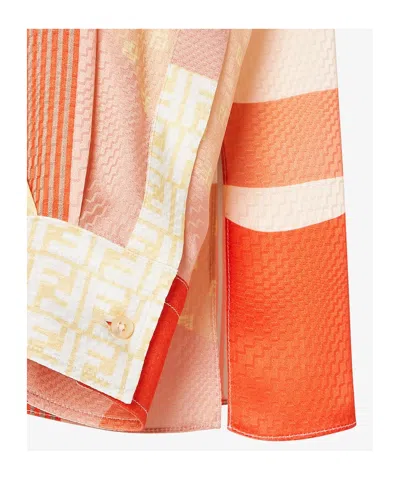 Fendi Patchwork Printed Long-sleeved Shirt In Multi