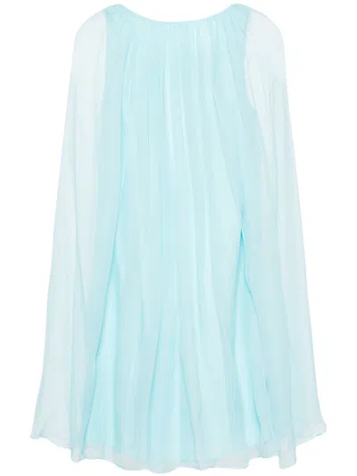 Max Mara Light Blue Footing Silk Chiffon Dress