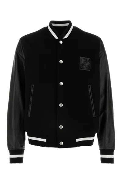 Givenchy Men Black Jacket With 4g Motif On Front In Wool And Tech Fabric Blend Man