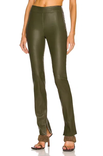 Helmut Lang Split Leather Pant In Sage