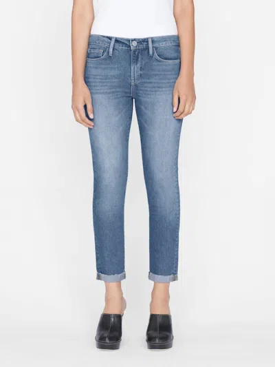 Frame Le Garcon Rolled Raw After Jeans In Deepwater