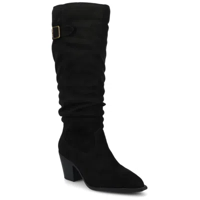 Journee Collection Womens Kaleah-wc Wide Calf Stacked Heel Dress Boots Wide Width In Black