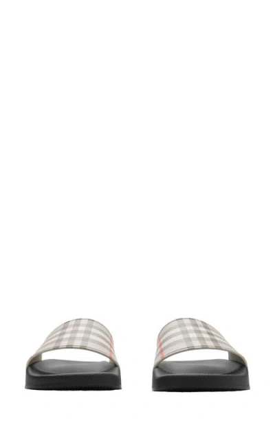 Burberry Check Slide Flat Open Toe Slippers In Black
