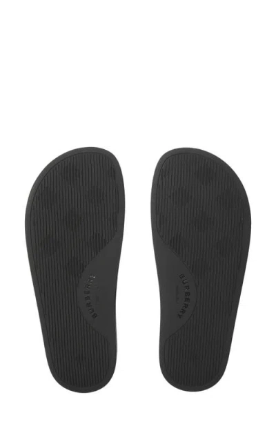 Burberry Check Slide Flat Open Toe Slippers In Black